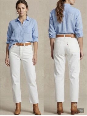 Women’s Vintage Levi’s Strauss & Co White Denim Jeans - Classic Straight Fit